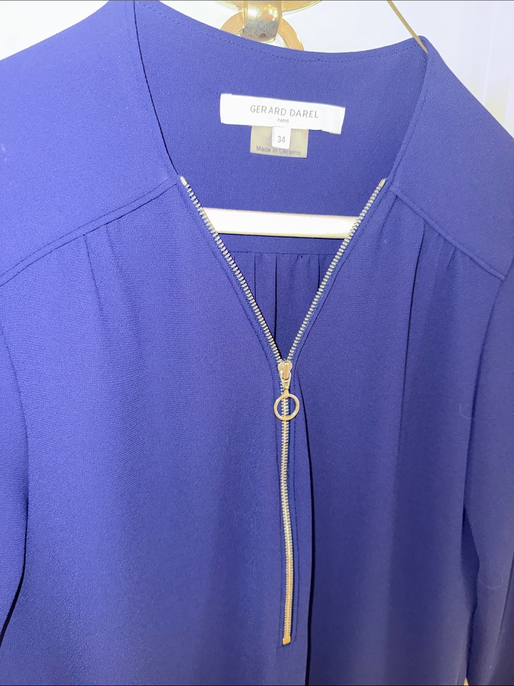 Gerald Darel Cobalt Blue Zip-Front Midi Dress